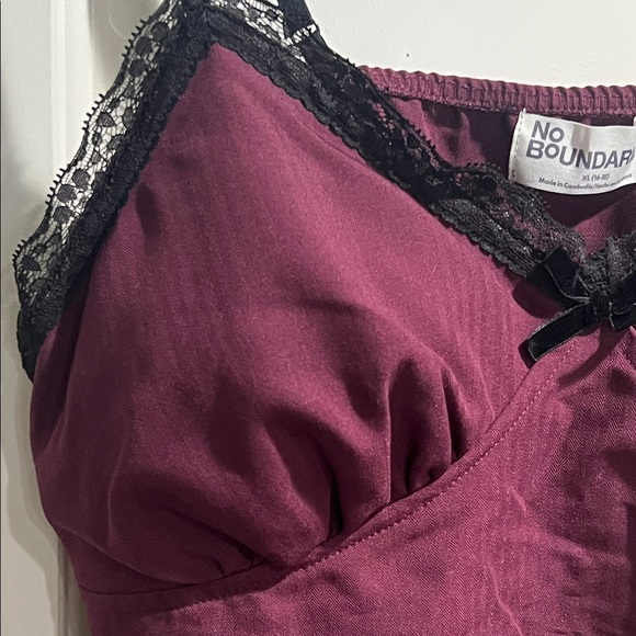 No Boundaries Purple Dark Cherry Camisole Top with Black Lace XL - Picture 5 of 7